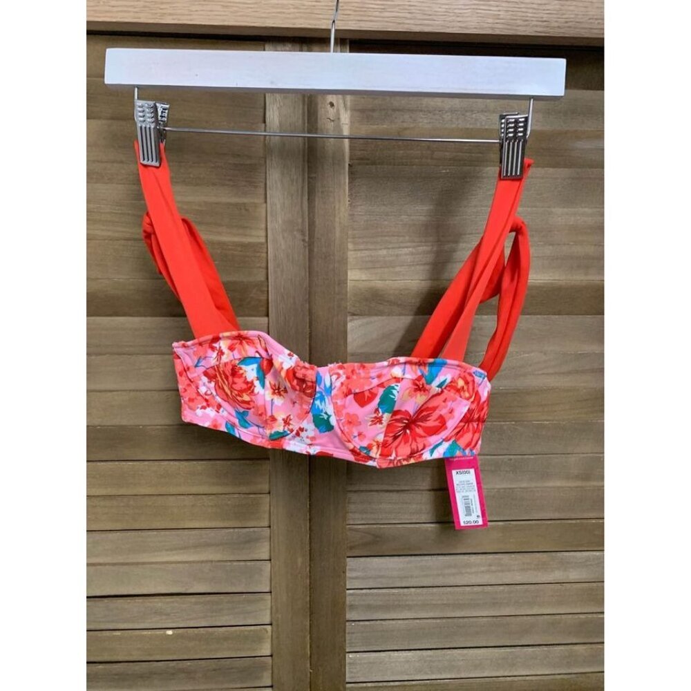 NWT Xhileration Bikini Swimsuit Top Floral Print Boho Cottage Pink Size XS (00)